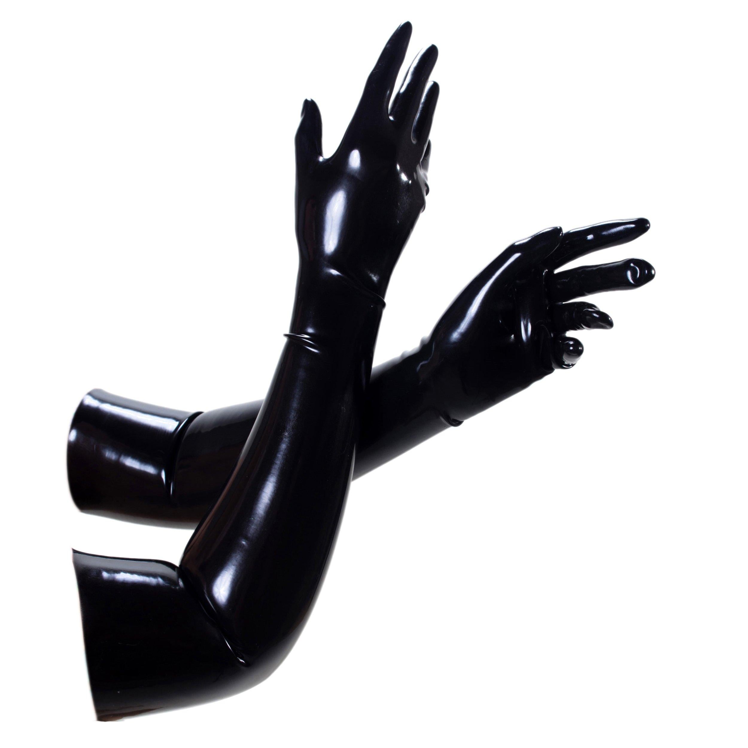 Latex Handschuhe lang extra dick - Rubberfashion Sexy Rubber Gloves - Sex Latexhandschuhe für Damen und Herren Paar